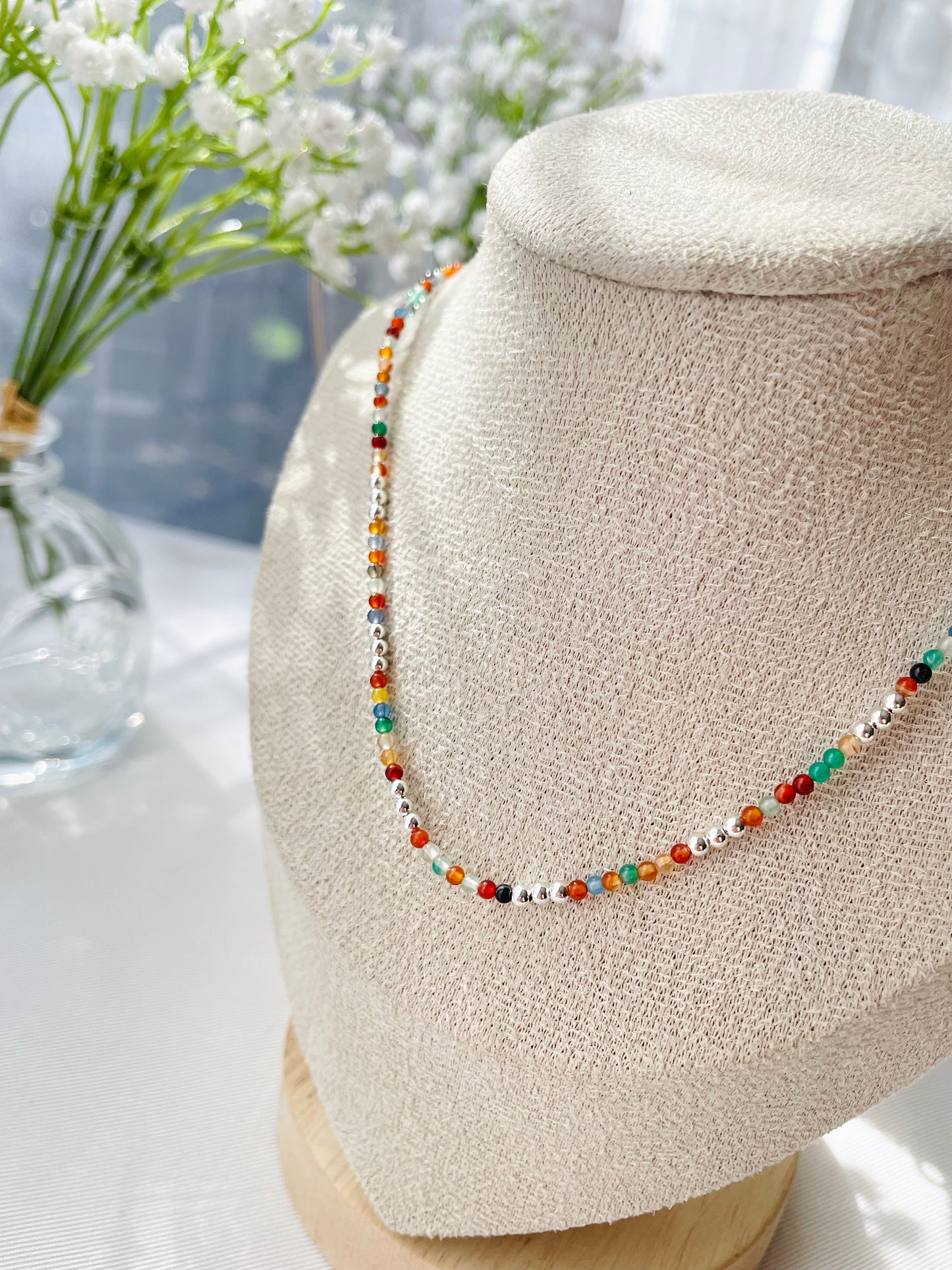 Collar ágatas con triple balls