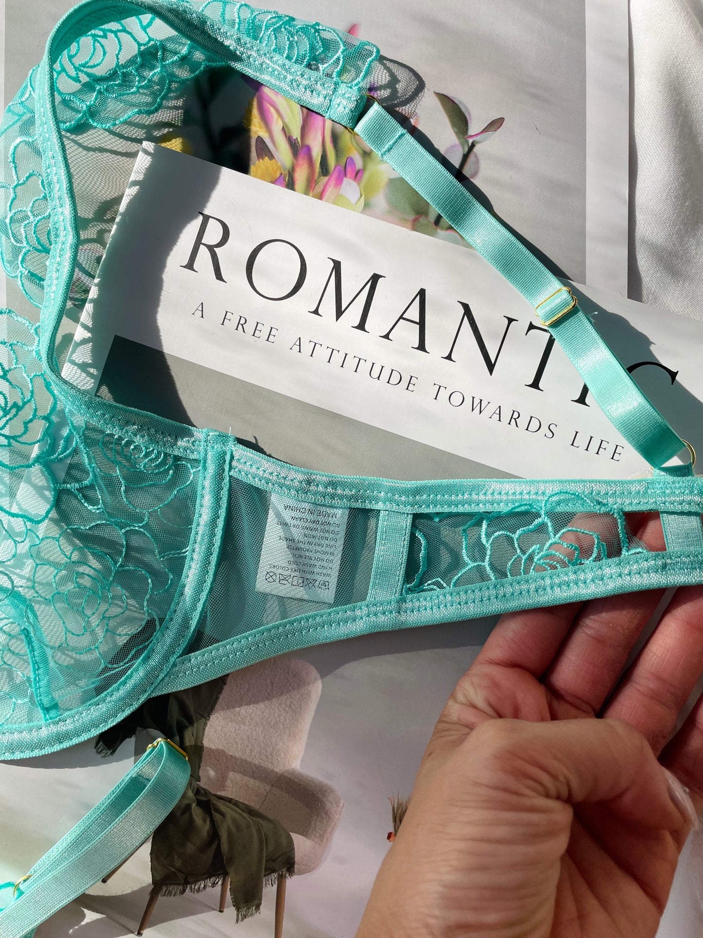 Set Rose con vuelos aguamarina