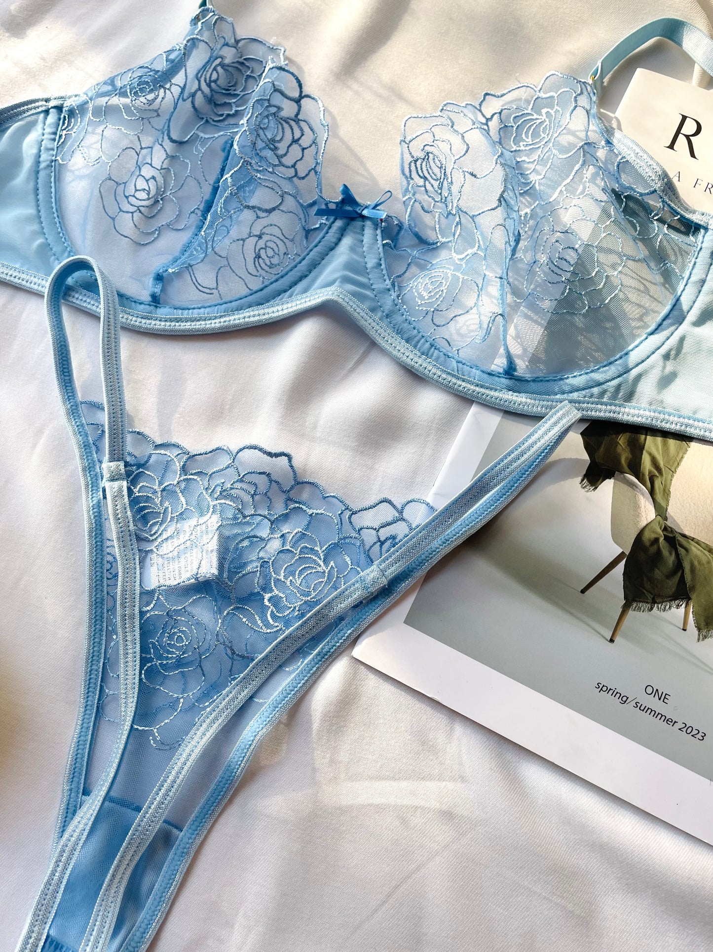 Set Rose celeste