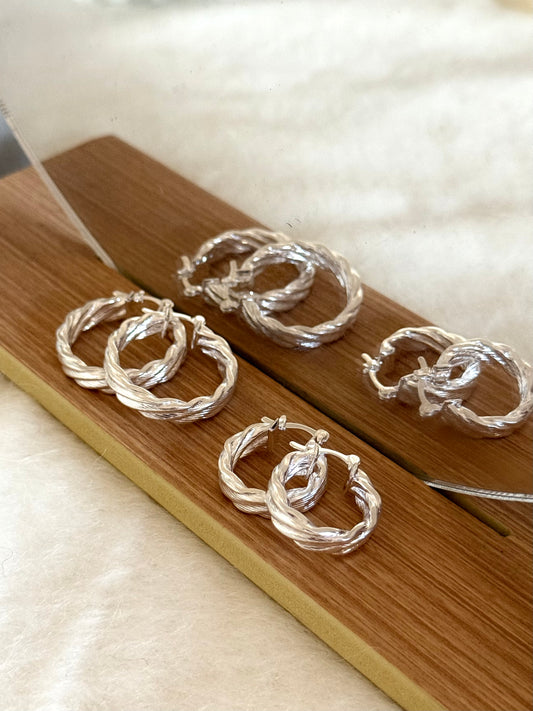 Argollas trenzadas corte cuadrado